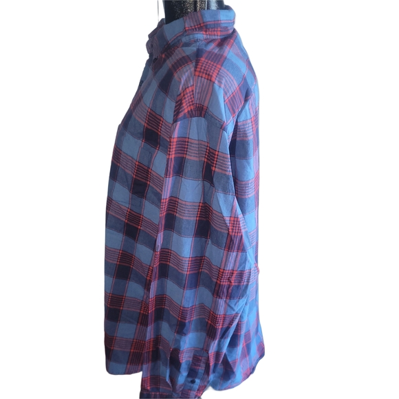 Old Navy Men's Blue and Red Plaid Casual Shirt Size XXL - Picture 5 of 7